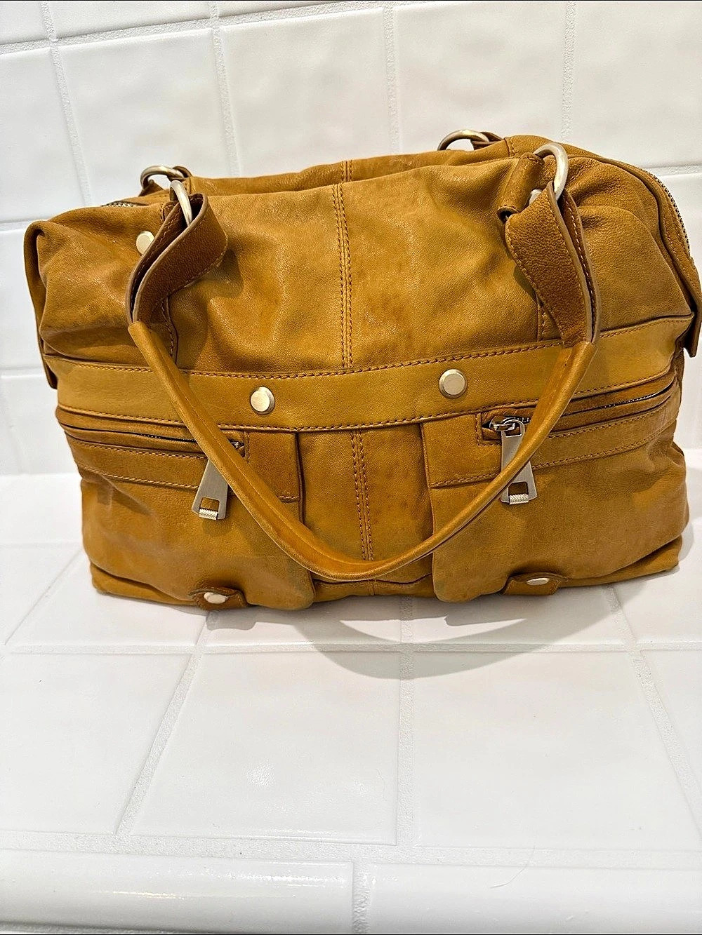 Andrew Marc Yellow Leather Shoulder Bag